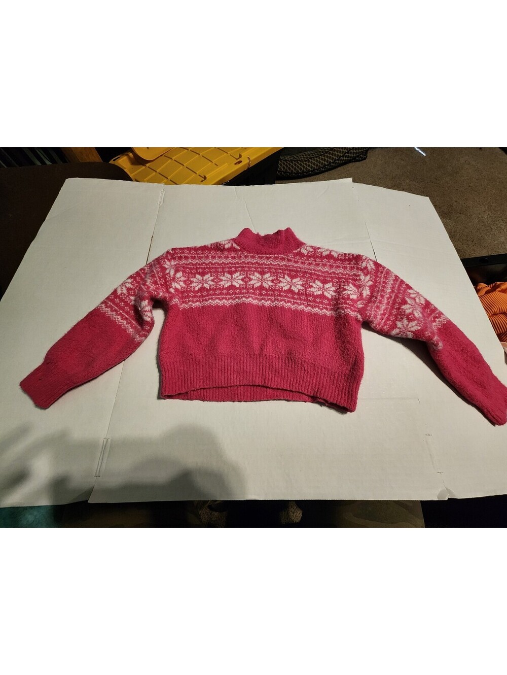 Girls Pink and White Fair Isle Knit Sweater